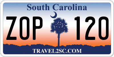 SC license plate ZOP120
