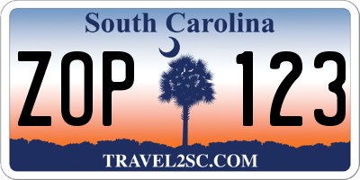 SC license plate ZOP123