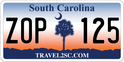 SC license plate ZOP125