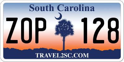 SC license plate ZOP128