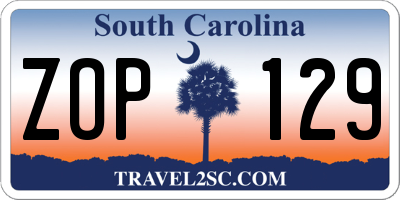 SC license plate ZOP129