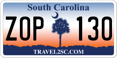 SC license plate ZOP130