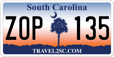 SC license plate ZOP135