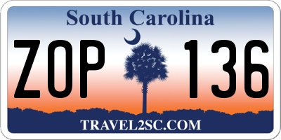 SC license plate ZOP136