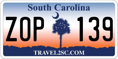 SC license plate ZOP139