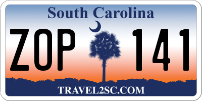SC license plate ZOP141