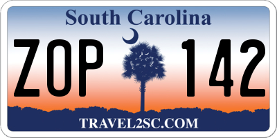 SC license plate ZOP142