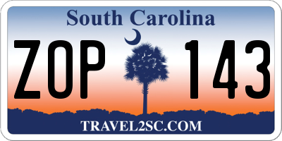 SC license plate ZOP143