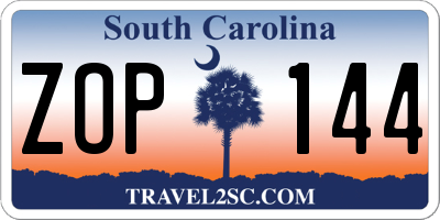 SC license plate ZOP144