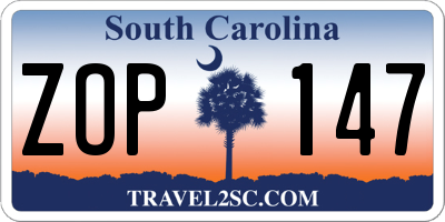 SC license plate ZOP147
