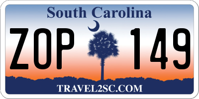 SC license plate ZOP149
