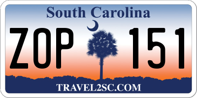 SC license plate ZOP151