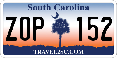 SC license plate ZOP152