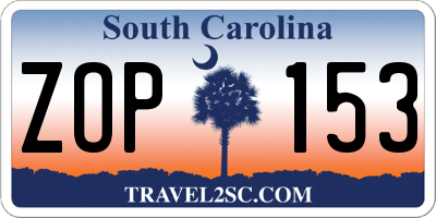 SC license plate ZOP153