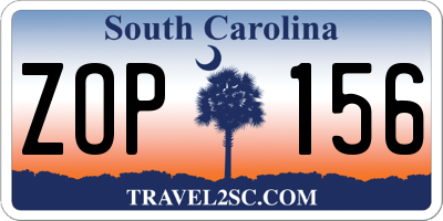 SC license plate ZOP156