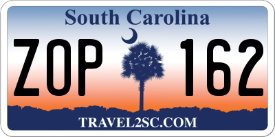 SC license plate ZOP162