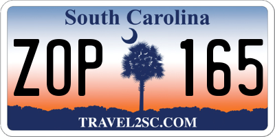 SC license plate ZOP165
