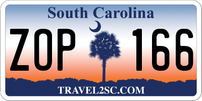 SC license plate ZOP166