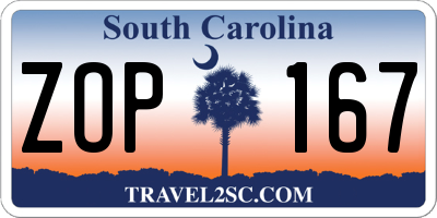 SC license plate ZOP167