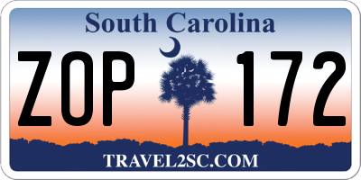 SC license plate ZOP172