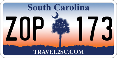 SC license plate ZOP173