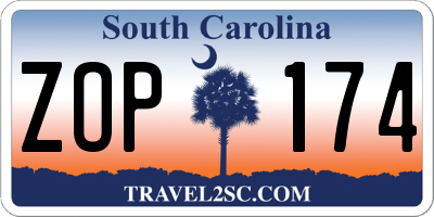 SC license plate ZOP174