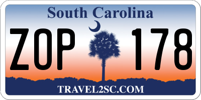 SC license plate ZOP178