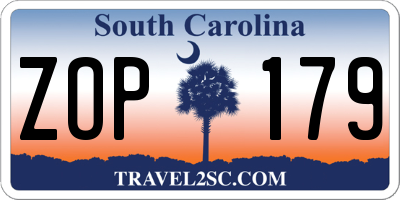 SC license plate ZOP179