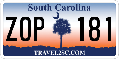 SC license plate ZOP181