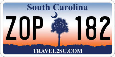 SC license plate ZOP182