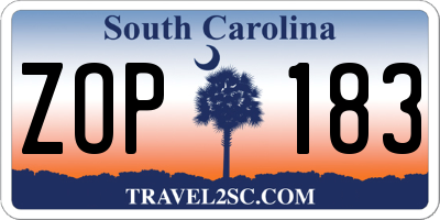 SC license plate ZOP183