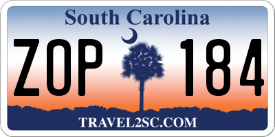SC license plate ZOP184