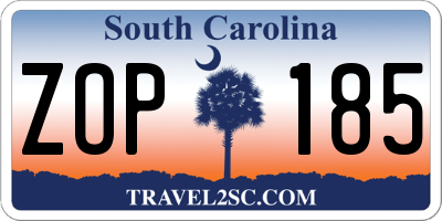 SC license plate ZOP185