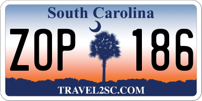 SC license plate ZOP186