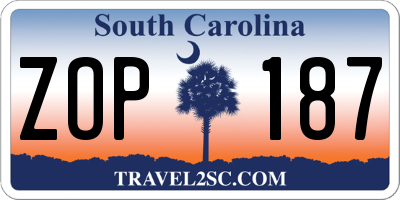 SC license plate ZOP187
