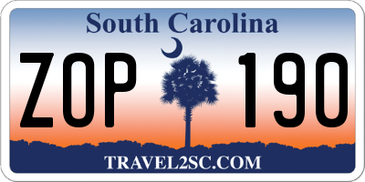 SC license plate ZOP190