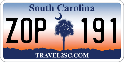 SC license plate ZOP191