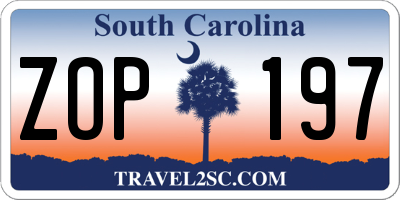 SC license plate ZOP197