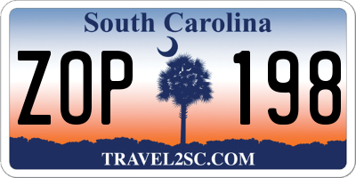 SC license plate ZOP198
