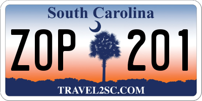 SC license plate ZOP201