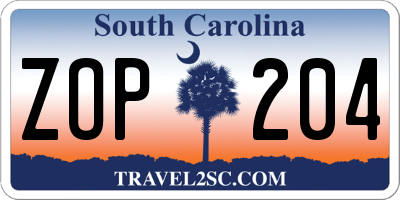 SC license plate ZOP204