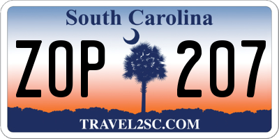 SC license plate ZOP207