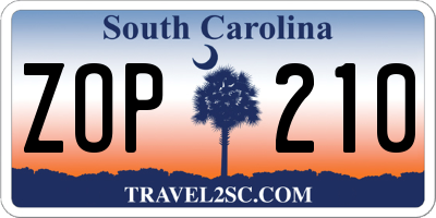 SC license plate ZOP210