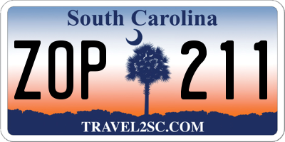 SC license plate ZOP211