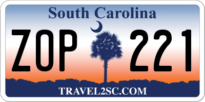 SC license plate ZOP221