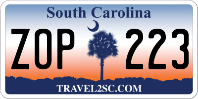SC license plate ZOP223