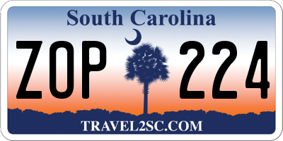SC license plate ZOP224