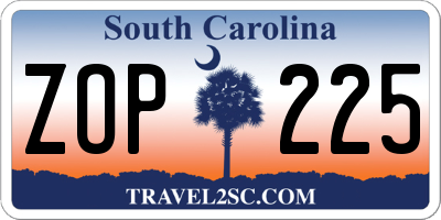 SC license plate ZOP225