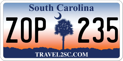 SC license plate ZOP235