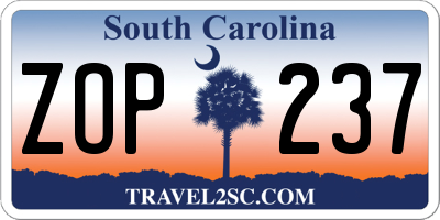 SC license plate ZOP237